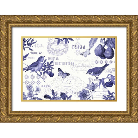 Botanical Blue I Gold Ornate Wood Framed Art Print with Double Matting by Pertiet, Katie