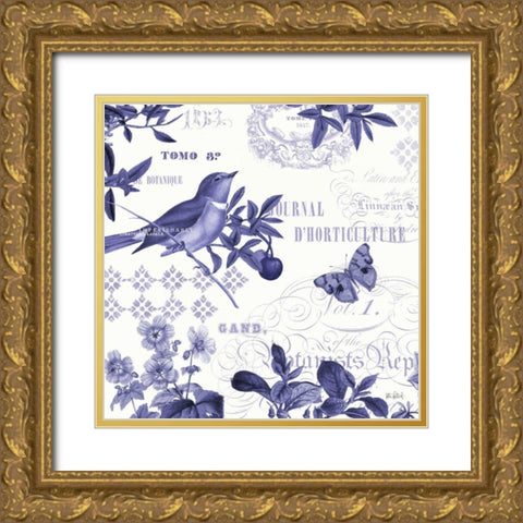 Botanical Blue II Gold Ornate Wood Framed Art Print with Double Matting by Pertiet, Katie