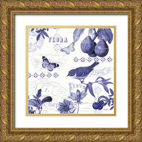 Botanical Blue III Gold Ornate Wood Framed Art Print with Double Matting by Pertiet, Katie
