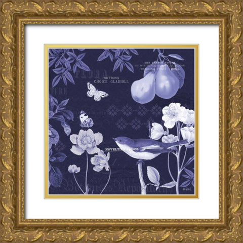 Botanical Blue VI Gold Ornate Wood Framed Art Print with Double Matting by Pertiet, Katie