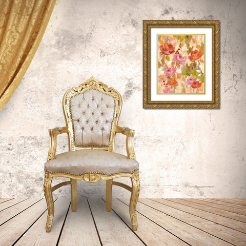 Pink and Orange Brocade I Gold Ornate Wood Framed Art Print with Double Matting by Vassileva, Silvia