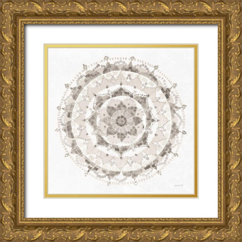 Neutral Mandala Gold Ornate Wood Framed Art Print with Double Matting by Nai, Danhui