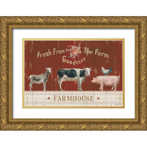 Farm Patchwork II Gold Ornate Wood Framed Art Print with Double Matting by Nai, Danhui