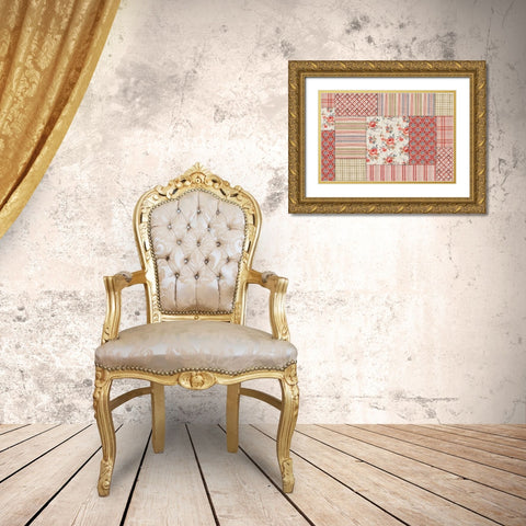 Farm Patchwork III Gold Ornate Wood Framed Art Print with Double Matting by Nai, Danhui