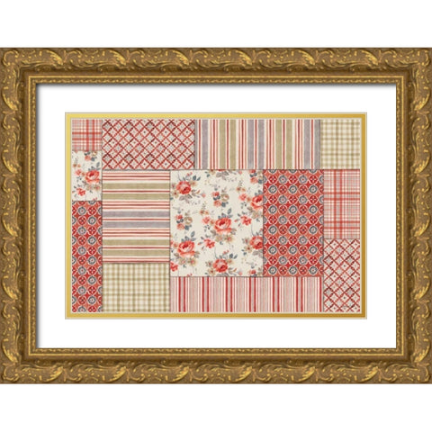 Farm Patchwork III Gold Ornate Wood Framed Art Print with Double Matting by Nai, Danhui