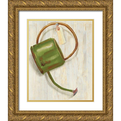 Watering Can Gold Ornate Wood Framed Art Print with Double Matting by Rowan, Carol