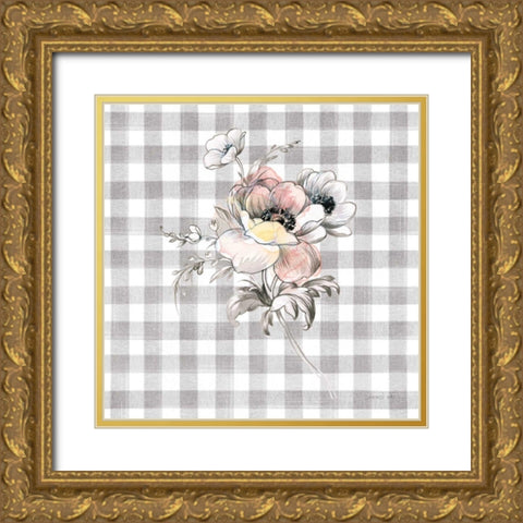 Sketchbook Garden X Checker Gold Ornate Wood Framed Art Print with Double Matting by Nai, Danhui