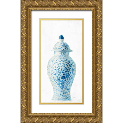 Ginger Jar I on White Crop Gold Ornate Wood Framed Art Print with Double Matting by Nai, Danhui