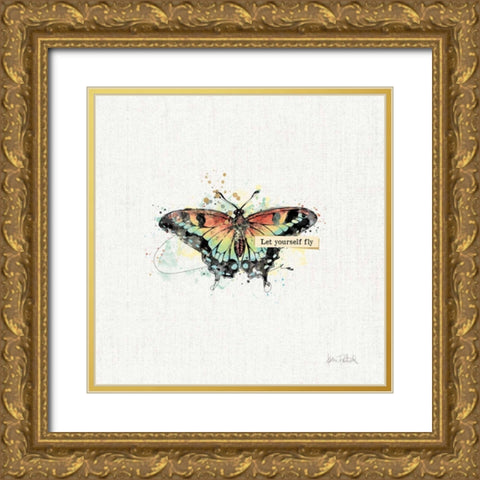 Thoughtful Butterflies IV Gold Ornate Wood Framed Art Print with Double Matting by Pertiet, Katie