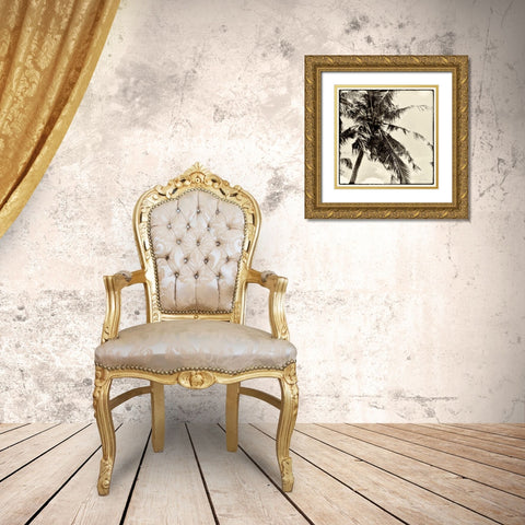Palm Tree Sepia II Gold Ornate Wood Framed Art Print with Double Matting by Van Swearingen, Debra