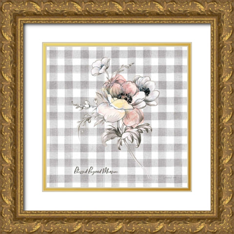Sketchbook Garden X Checker Blessed Gold Ornate Wood Framed Art Print with Double Matting by Nai, Danhui