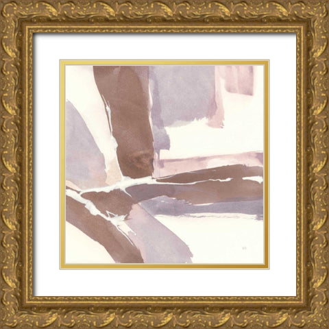 White and Placid II Blush Gold Ornate Wood Framed Art Print with Double Matting by Paschke, Chris