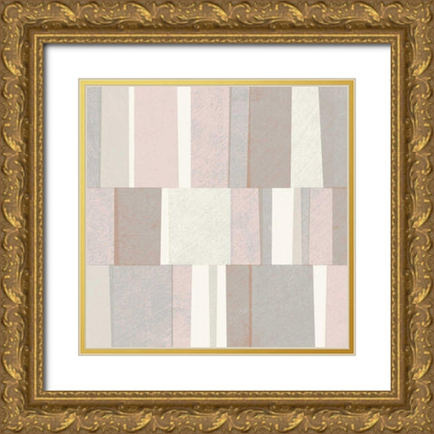 Blush Abstract Gold Ornate Wood Framed Art Print with Double Matting by Mullan, Michael