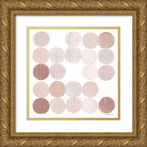Dots II Square I Blush Gold Ornate Wood Framed Art Print with Double Matting by Mullan, Michael