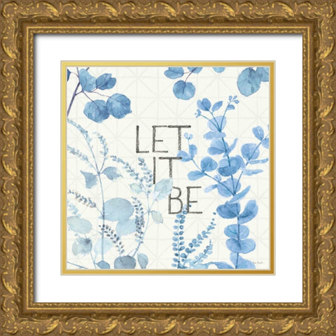 Mixed Greens LXVI Blue Gold Ornate Wood Framed Art Print with Double Matting by Audit, Lisa