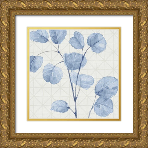 Mixed Greens LII Blue Gold Ornate Wood Framed Art Print with Double Matting by Audit, Lisa