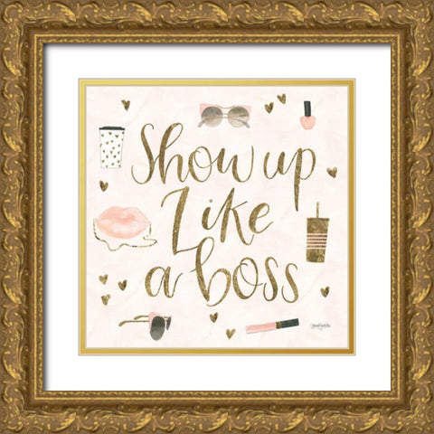 Boss Ladies VII Pink Gold Ornate Wood Framed Art Print with Double Matting by Jackson, Jenaya