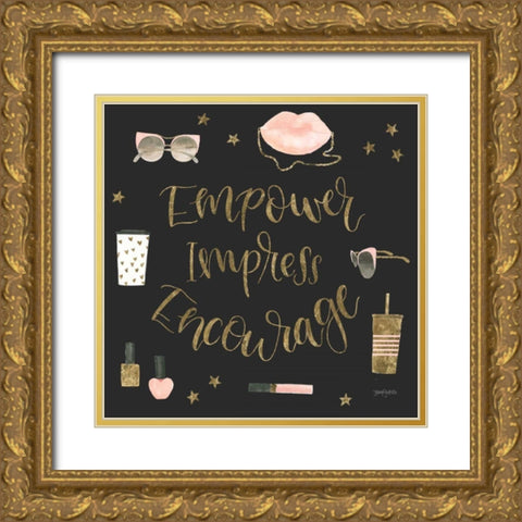 Boss Ladies V Black Gold Ornate Wood Framed Art Print with Double Matting by Jackson, Jenaya