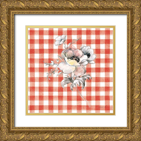 Sketchbook Garden X Red Checker Gold Ornate Wood Framed Art Print with Double Matting by Nai, Danhui