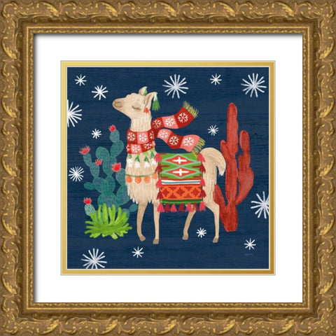 Lovely Llamas IV Christmas Gold Ornate Wood Framed Art Print with Double Matting by Urban, Mary