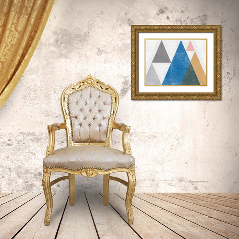 Mod Triangles I Gray Crop Gold Ornate Wood Framed Art Print with Double Matting by Mullan, Michael