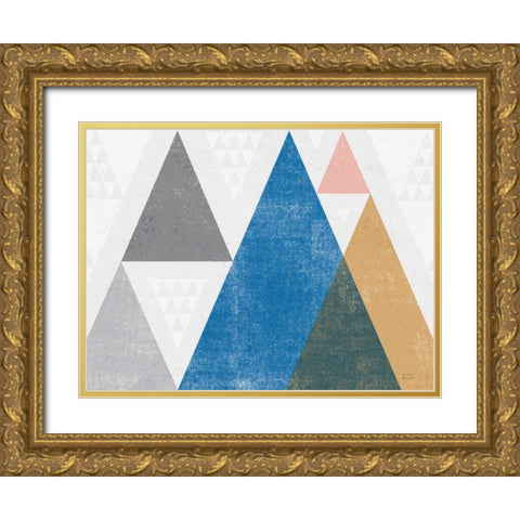 Mod Triangles I Gray Crop Gold Ornate Wood Framed Art Print with Double Matting by Mullan, Michael