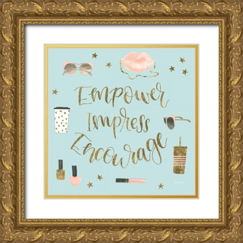 Boss Ladies V Mint Gold Ornate Wood Framed Art Print with Double Matting by Jackson, Jenaya