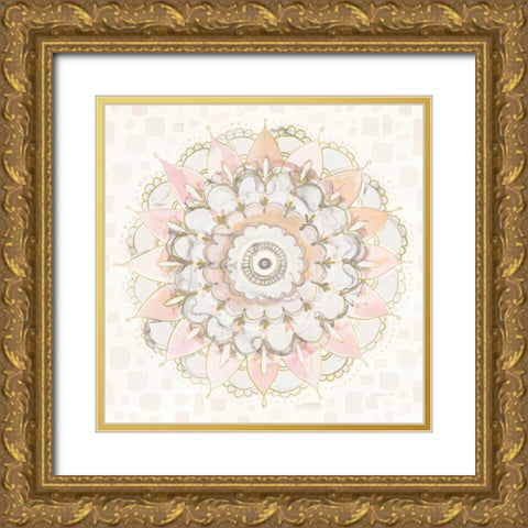 Modern Mandala Square Champagne Gold Ornate Wood Framed Art Print with Double Matting by Nai, Danhui