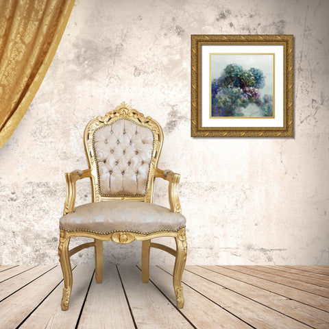 Abstract Hydrangea Gold Ornate Wood Framed Art Print with Double Matting by Nai, Danhui