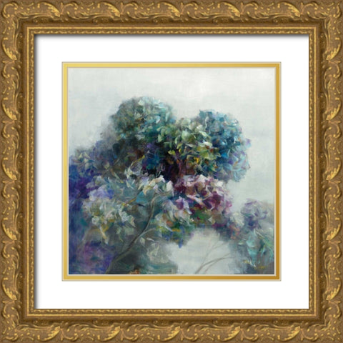 Abstract Hydrangea Gold Ornate Wood Framed Art Print with Double Matting by Nai, Danhui