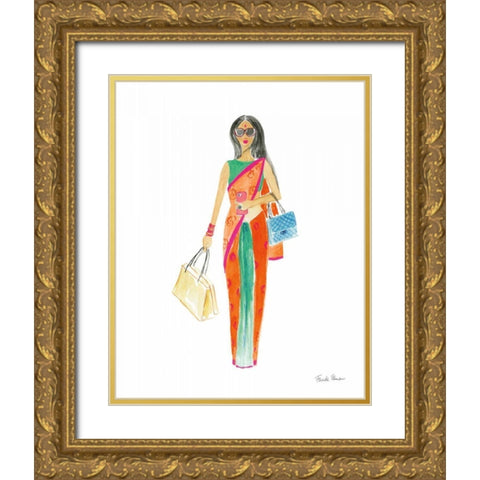 International Girls III Gold Ornate Wood Framed Art Print with Double Matting by Zaman, Farida