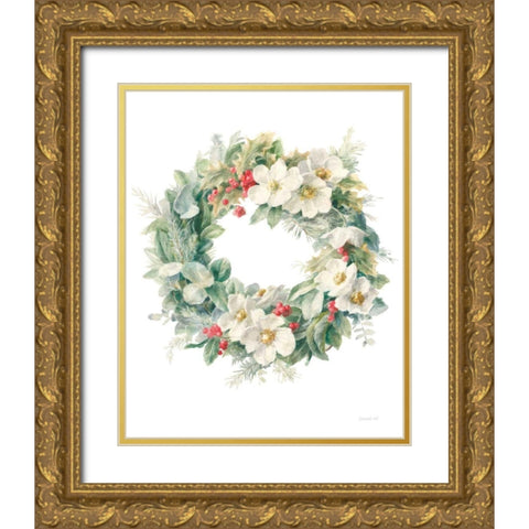 Floursack Holiday X Gold Ornate Wood Framed Art Print with Double Matting by Nai, Danhui