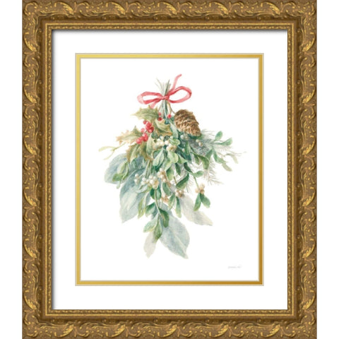 Floursack Holiday XII Gold Ornate Wood Framed Art Print with Double Matting by Nai, Danhui