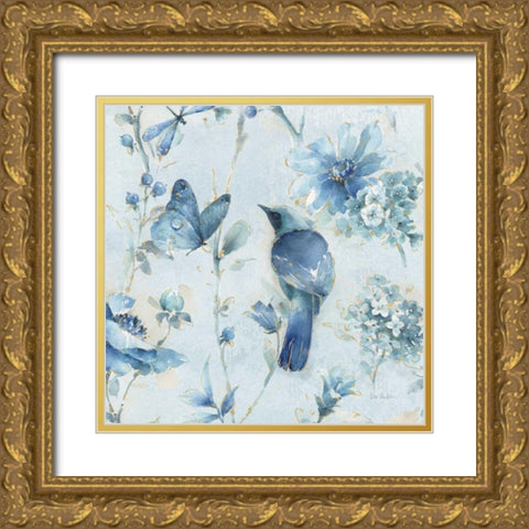 Indigold XII Light Blue Gold Ornate Wood Framed Art Print with Double Matting by Audit, Lisa
