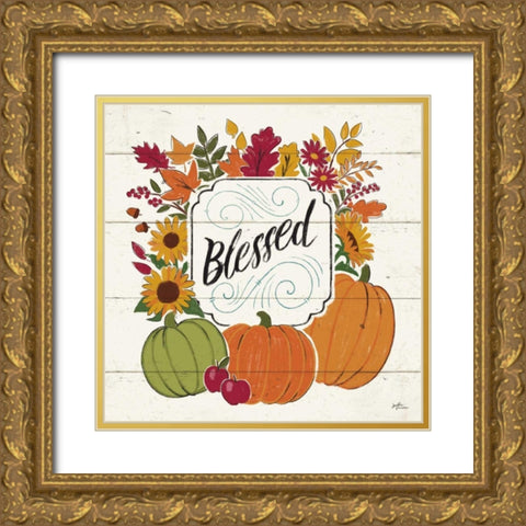 Thankful III White Gold Ornate Wood Framed Art Print with Double Matting by Penner, Janelle