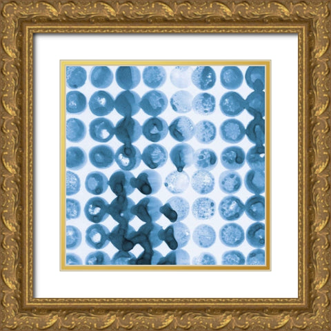Kanari Square I Indigo Gold Ornate Wood Framed Art Print with Double Matting by Averinos, Melissa