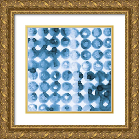 Kanari Square II Indigo Gold Ornate Wood Framed Art Print with Double Matting by Averinos, Melissa