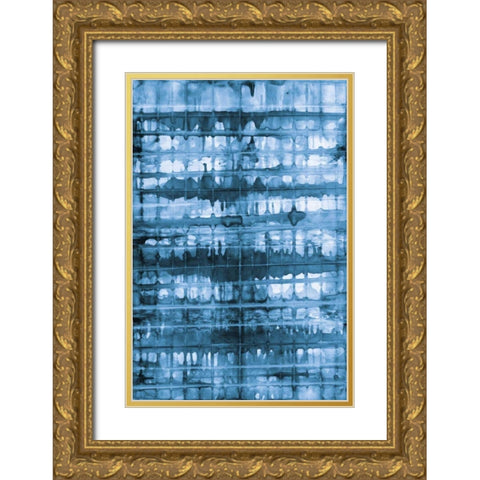 Kanari I Indigo Gold Ornate Wood Framed Art Print with Double Matting by Averinos, Melissa