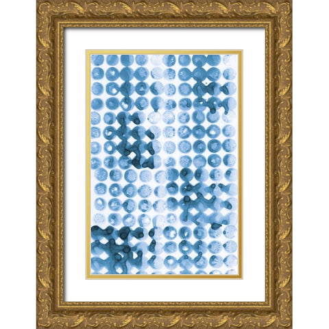 Kanari III Indigo Gold Ornate Wood Framed Art Print with Double Matting by Averinos, Melissa