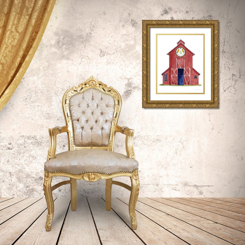 Life on the Farm Barn Element II Gold Ornate Wood Framed Art Print with Double Matting by McKenna, Kathleen Parr