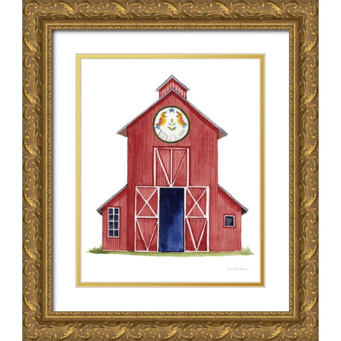 Life on the Farm Barn Element II Gold Ornate Wood Framed Art Print with Double Matting by McKenna, Kathleen Parr