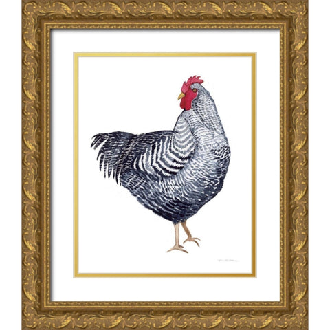 Life on the Farm Chicken Element I Gold Ornate Wood Framed Art Print with Double Matting by McKenna, Kathleen Parr