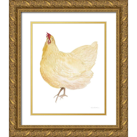 Life on the Farm Chicken Element II Gold Ornate Wood Framed Art Print with Double Matting by McKenna, Kathleen Parr