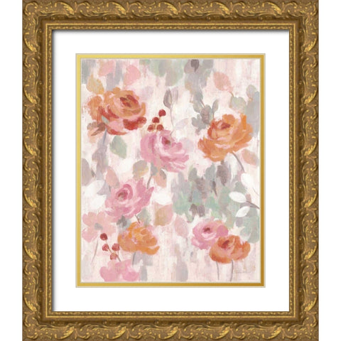 Pastel Brocade I Gold Ornate Wood Framed Art Print with Double Matting by Vassileva, Silvia