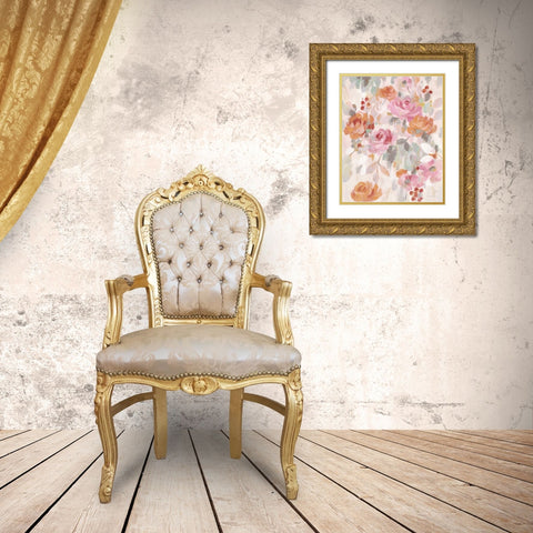 Pastel Brocade II Gold Ornate Wood Framed Art Print with Double Matting by Vassileva, Silvia