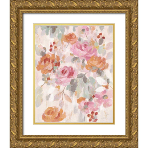 Pastel Brocade II Gold Ornate Wood Framed Art Print with Double Matting by Vassileva, Silvia