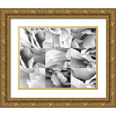 Dreamy Peony Collage Gold Ornate Wood Framed Art Print with Double Matting by Wild Apple Portfolio