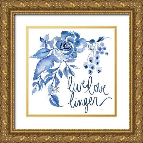 Delft Delight I Gold Ornate Wood Framed Art Print with Double Matting by Rice, Kristy
