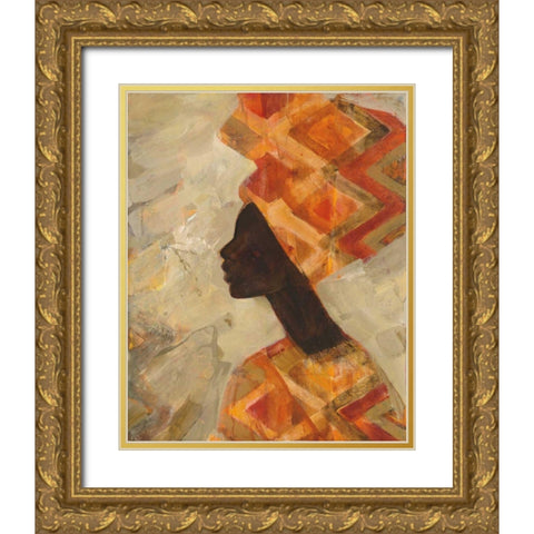 African Beauty II Gold Ornate Wood Framed Art Print with Double Matting by Hristova, Albena