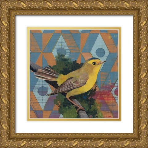 Wilsons Warbler Gold Ornate Wood Framed Art Print with Double Matting by Lovell, Kathrine